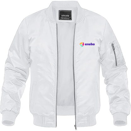 Men's Eneba Logo Lightweight Bomber Jacket Windbreaker Softshell Varsity Jacket Coat