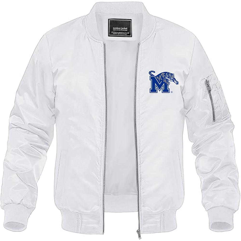 Men's Memphis Tigers Logo Lightweight Bomber Jacket Windbreaker Softshell Varsity Jacket Coat