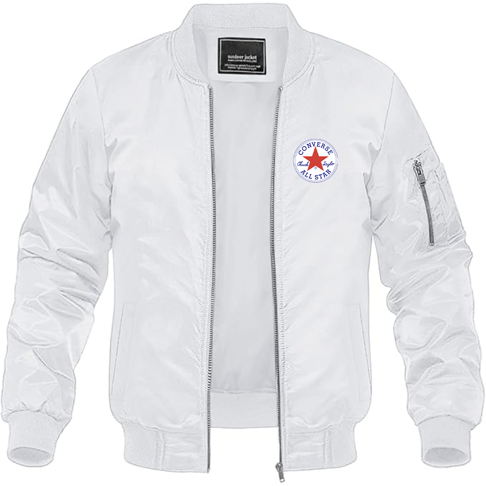 Men's Chuck Taylor All Star Logo Lightweight Bomber Jacket Windbreaker Softshell Varsity Jacket Coat
