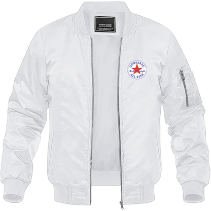 Men's Chuck Taylor All Star Logo Lightweight Bomber Jacket Windbreaker Softshell Varsity Jacket Coat