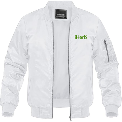 Men's iHerb Logo Lightweight Bomber Jacket Windbreaker Softshell Varsity Jacket Coat