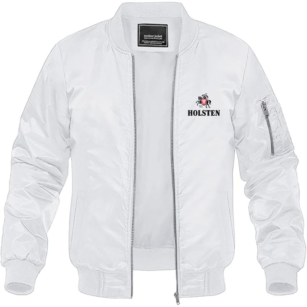 Men's Holsten Logo Lightweight Bomber Jacket Windbreaker Softshell Varsity Jacket Coat