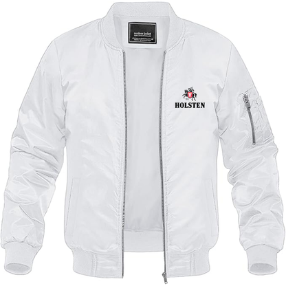 Men's Holsten Logo Lightweight Bomber Jacket Windbreaker Softshell Varsity Jacket Coat