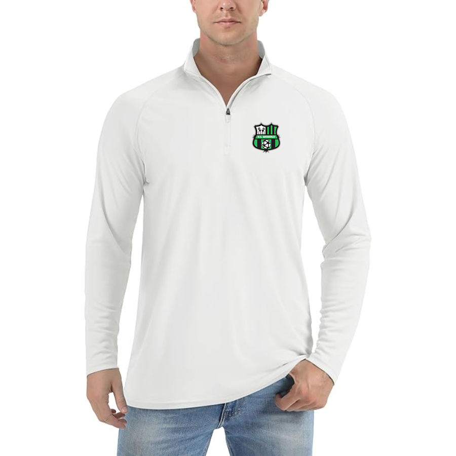 Men's U.S. Sassuolo Soccer Lightweight Quarter-Zip Athletic Shirt Long Sleeve Performance - White