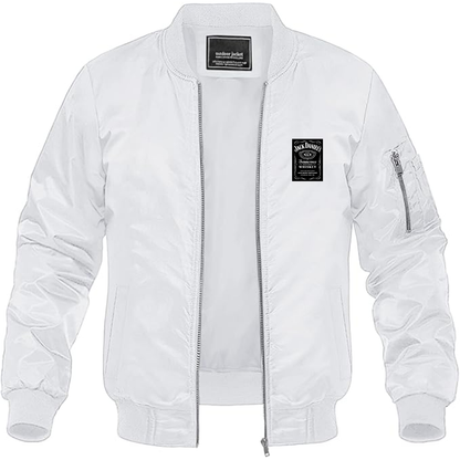 Men's Jack Daniels Logo Lightweight Bomber Jacket Windbreaker Softshell Varsity Jacket Coat
