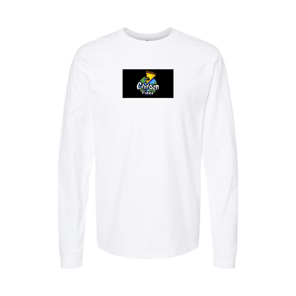 Youth Cartoon Pizza Logo Cotton Long Sleeve T-Shirt