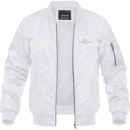 Men's The Huffington Post Logo Lightweight Bomber Jacket Windbreaker Softshell Varsity Jacket Coat