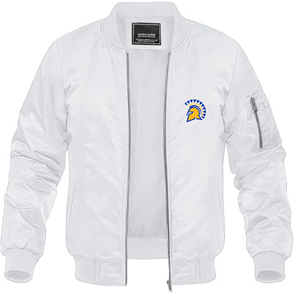 Men's San Jose State Spartans Logo Lightweight Bomber Jacket Windbreaker Softshell Varsity Jacket Coat