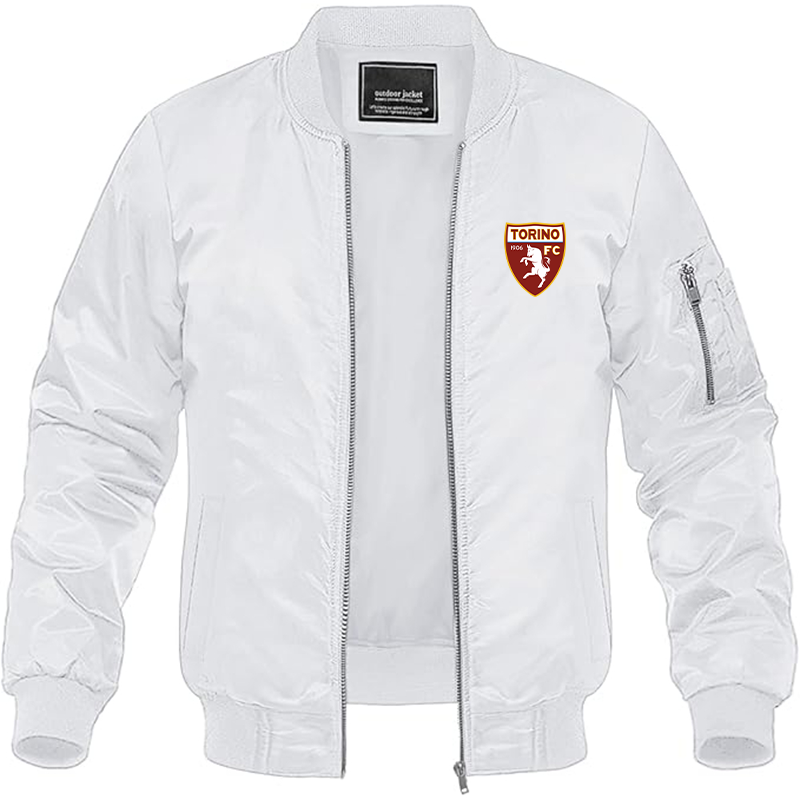 Men's Torino Soccer Lightweight Bomber Jacket - White