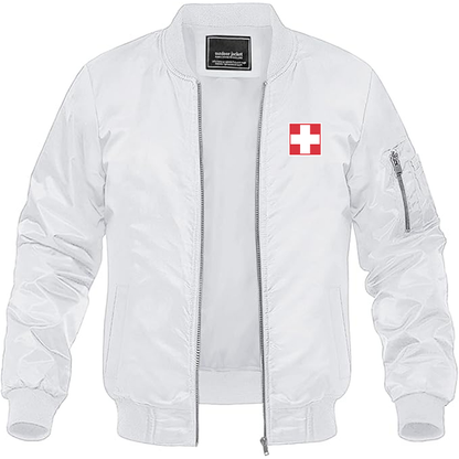 Men's Switzerland National Football Soccer Team Lightweight Bomber Jacket - White
