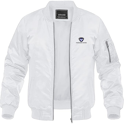 Men's Pyeonghwa Motors Logo Lightweight Bomber Jacket Windbreaker Softshell Varsity Jacket Coat