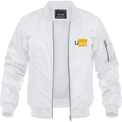 Men's Ubuy Logo Lightweight Bomber Jacket Windbreaker Softshell Varsity Jacket Coat