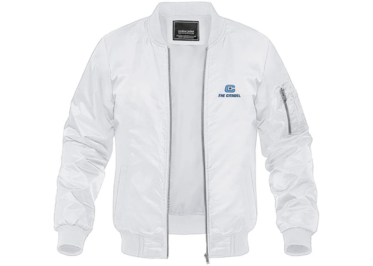 Men's The Citadel Bulldogs Lightweight Bomber Jacket Windbreaker Softshell Varsity Jacket Coat