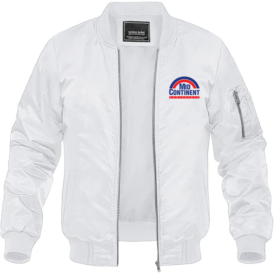 Men's Mid Continent Conference Logo Lightweight Bomber Jacket Windbreaker Softshell Varsity Jacket Coat