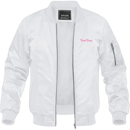 Men's Beach Bunny Logo Lightweight Bomber Jacket Windbreaker Softshell Varsity Jacket Coat