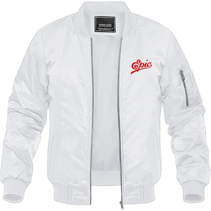 Men's Epic Records Lightweight Bomber Jacket Windbreaker Softshell Varsity Jacket Coat