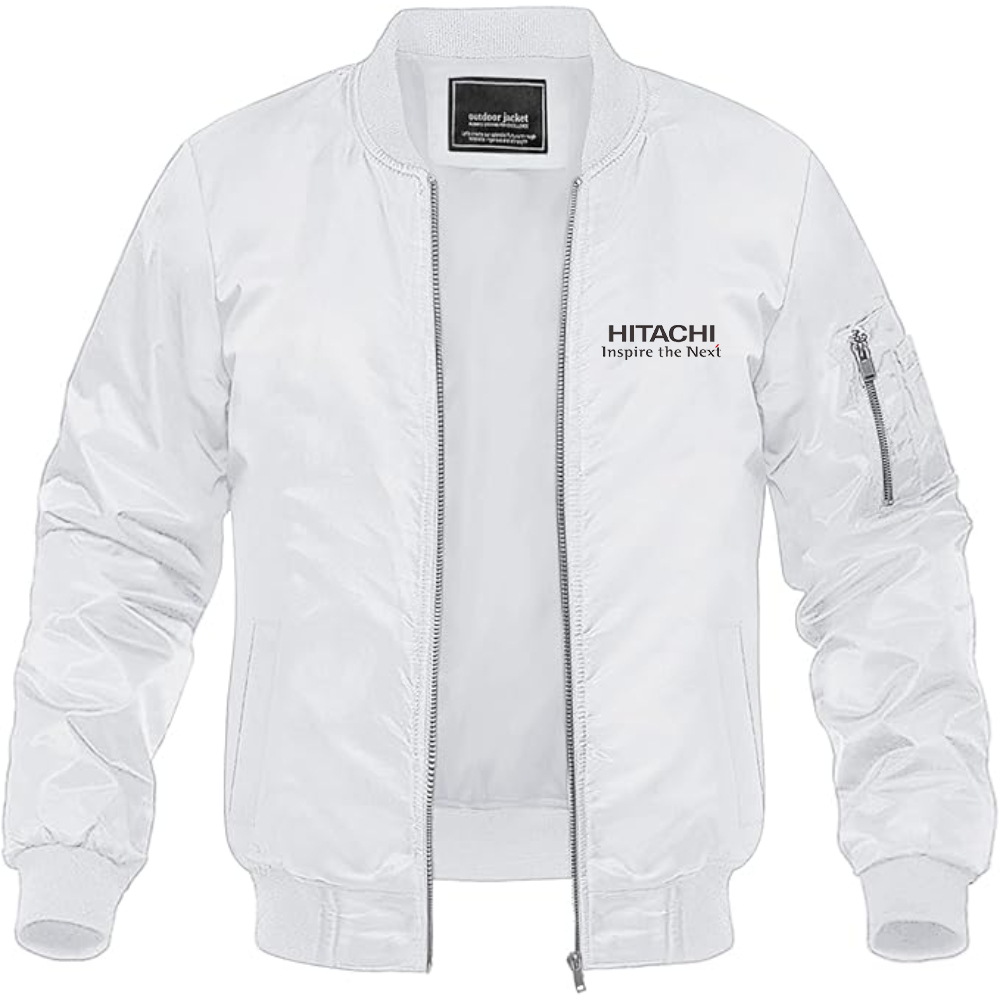 Men's Hitachi Logo Lightweight Bomber Jacket Windbreaker Softshell Varsity Jacket Coat