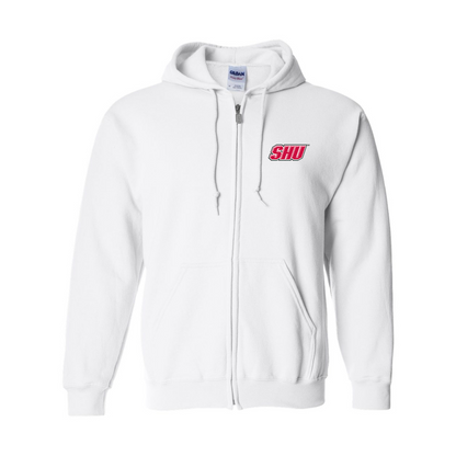 Men's Sacred Heart Pioneers Logo Gildan  Heavy Blend Full Zip Hooded Sweatshirt