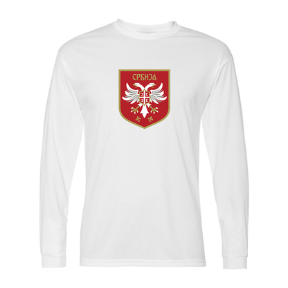 Men's Serbia National Football Soccer Team Logo Performance Long Sleeve T-Shirt