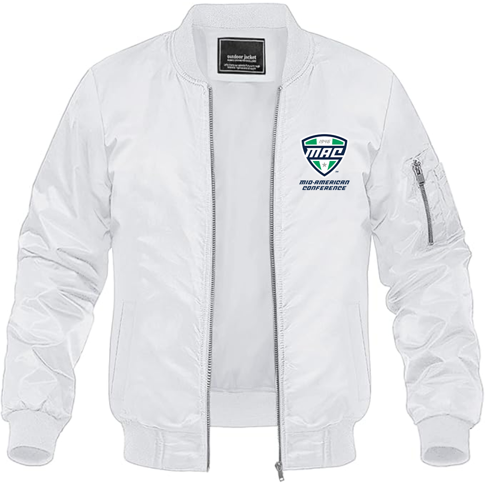 Men's Mid American Conference Logo Lightweight Bomber Jacket Windbreaker Softshell Varsity Jacket Coat