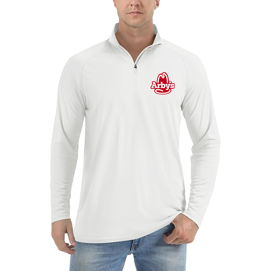 Men's Arbys Lightweight Quarter-Zip Athletic Shirt Long Sleeve - White