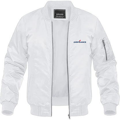 Men's Air France Logo Lightweight Bomber Jacket Windbreaker Softshell Varsity Jacket Coat