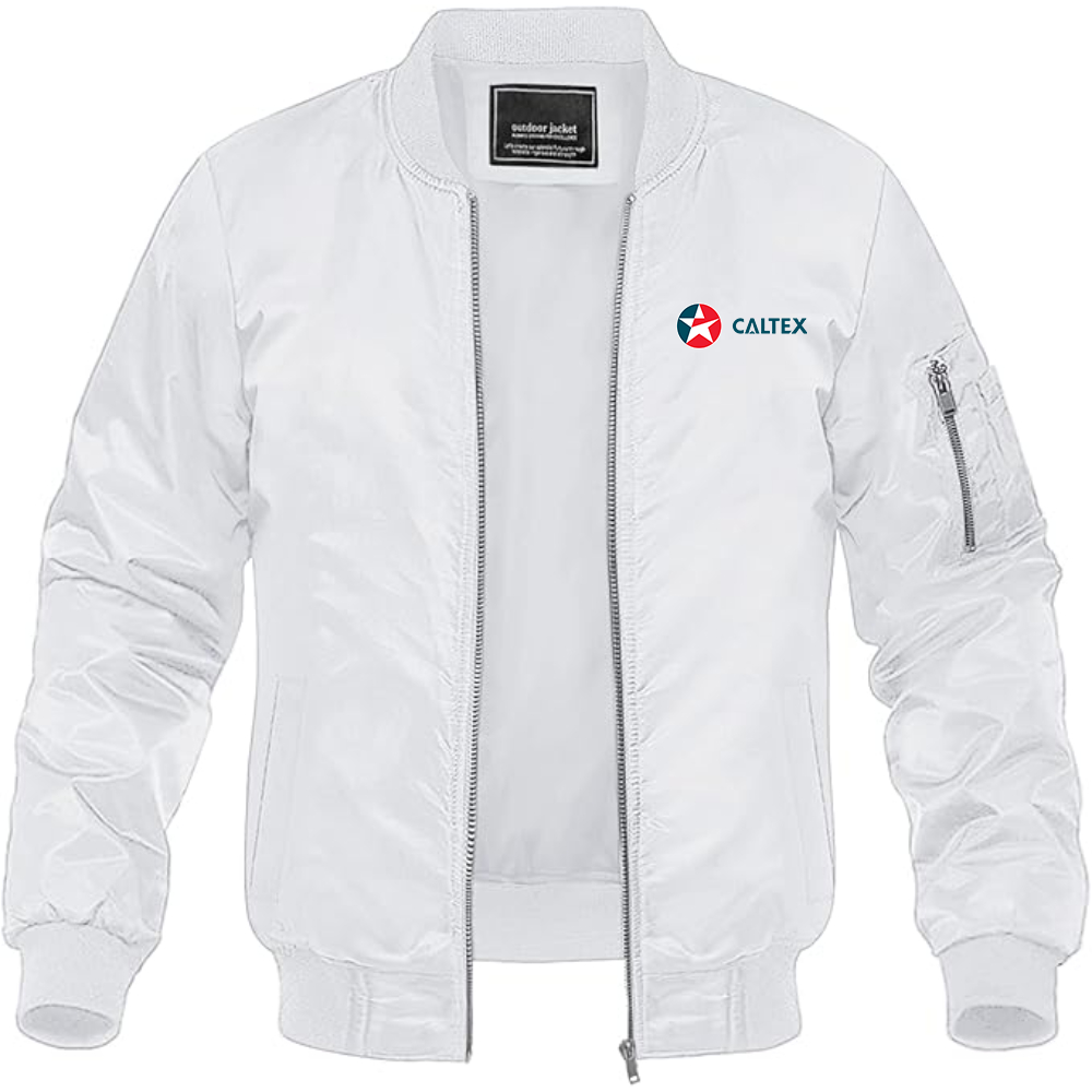Men's Caltex Gas Station Lightweight Bomber Jacket Windbreaker Softshell Varsity Jacket Coat