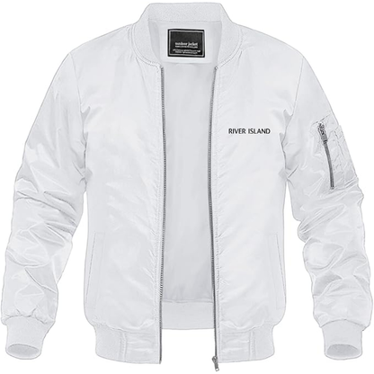 Men's  River Island   Logo  Lightweight Bomber Jacket Windbreaker Softshell Varsity Jacket Coat