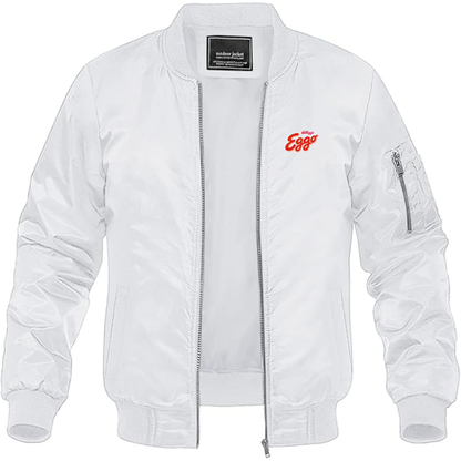 Men's Eggo Logo Lightweight Bomber Jacket Windbreaker Softshell Varsity Jacket Coat
