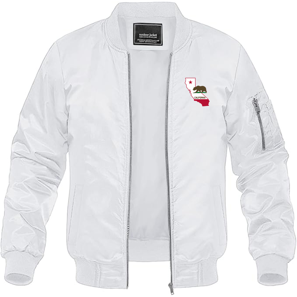 Men's California Bear Map Lightweight Bomber Jacket Windbreaker Softshell Varsity Jacket Coat