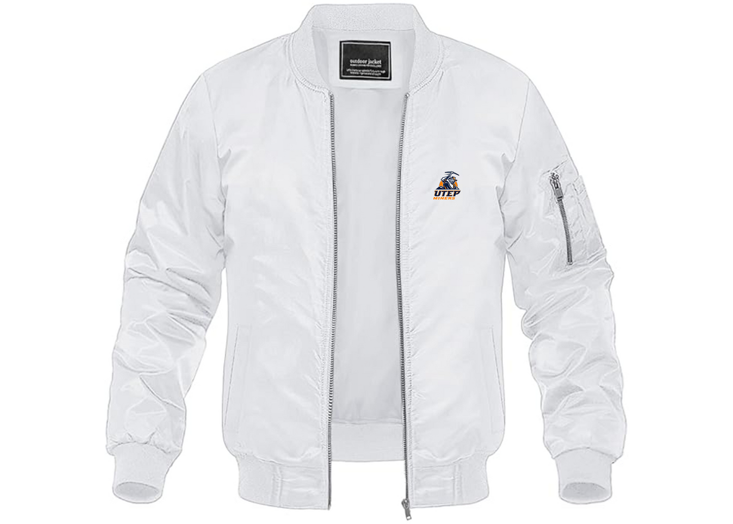 Men's UTEP Miners Lightweight Bomber Jacket Windbreaker Softshell Varsity Jacket Coat