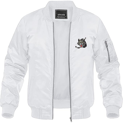 Men's Chicago Wolves Logo Lightweight Bomber Jacket Windbreaker Softshell Varsity Jacket Coat