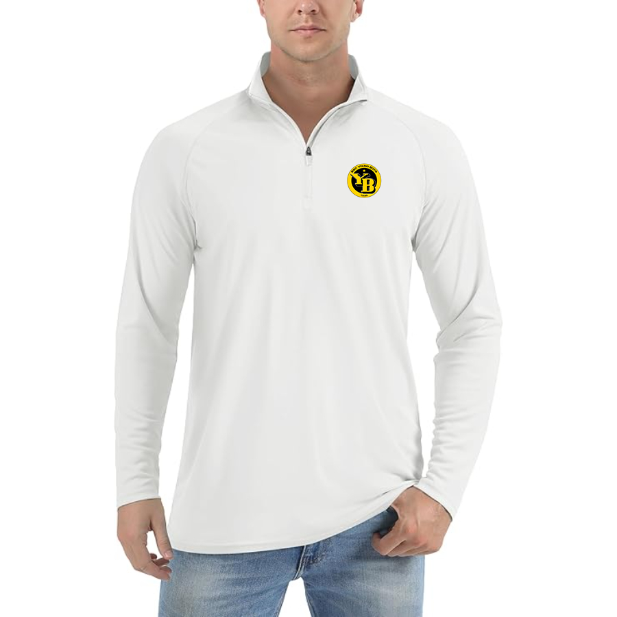 Men's Young Boys Soccer Lightweight Quarter-Zip Athletic Shirt Long Sleeve Performance - White