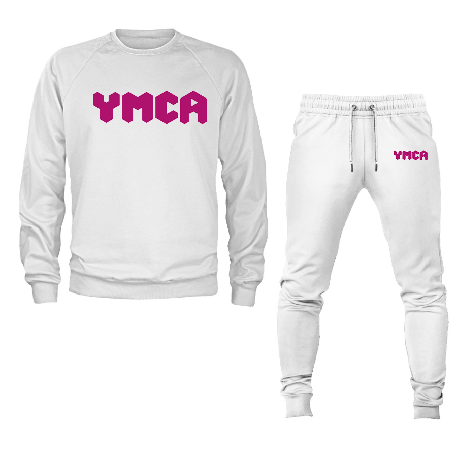 Men's   YMCA Mauve  Crewneck Sweatshirt Joggers Suit