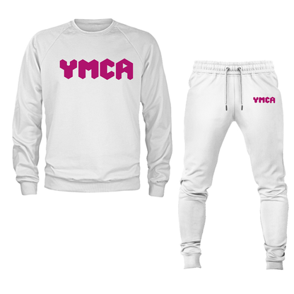 Men's   YMCA Mauve  Crewneck Sweatshirt Joggers Suit