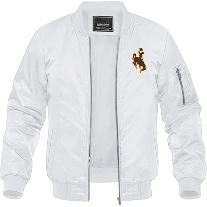 Men's Wyoming Cowboys Lightweight Bomber Jacket - White