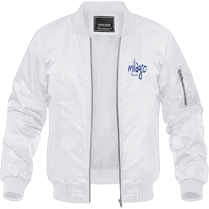 Men's Milagro Logo Lightweight Bomber Jacket Windbreaker Softshell Varsity Jacket Coat