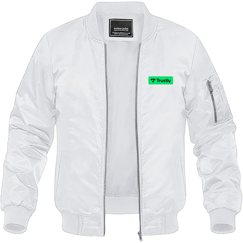 Men's Trustly Horizontal Logo Lightweight Bomber Jacket Windbreaker Softshell Varsity Jacket Coat