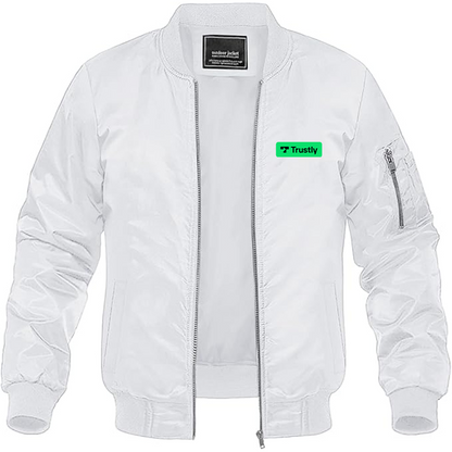 Men's Trustly Horizontal Logo Lightweight Bomber Jacket Windbreaker Softshell Varsity Jacket Coat