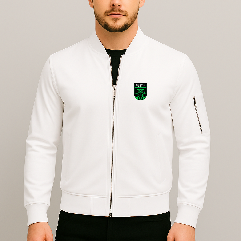 Men's Austin FC Lightweight Bomber Jacket - White
