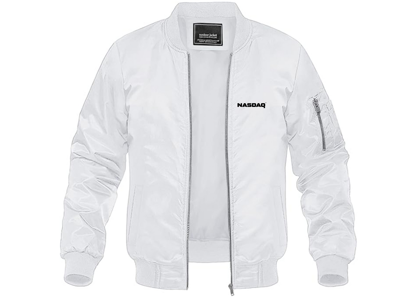 Men's Nasdaq Logo Lightweight Bomber Jacket Windbreaker Softshell Varsity Jacket Coat