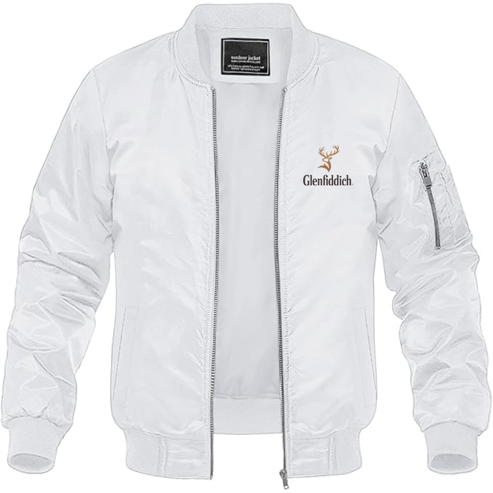 Men's Glenfiddich Logo Lightweight Bomber Jacket Windbreaker Softshell Varsity Jacket Coat