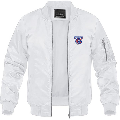 Men's Bridgeport Sound Tigers Logo Lightweight Bomber Jacket Windbreaker Softshell Varsity Jacket Coat