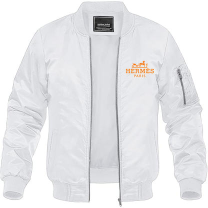 Men's Hermès Logo Lightweight Bomber Jacket Windbreaker Softshell Varsity Jacket Coat
