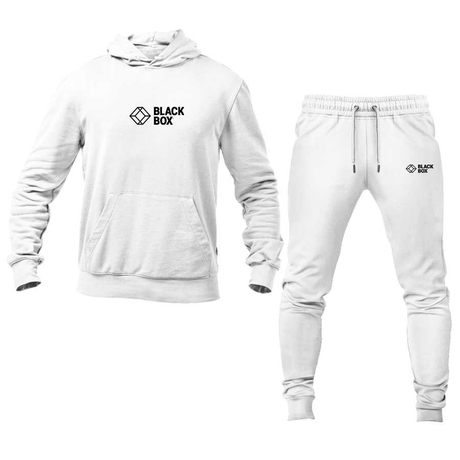 Men's Black Box Logo Hoodie Joggers Set