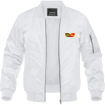 Men's Ore Ida Logo Lightweight Bomber Jacket Windbreaker Softshell Varsity Jacket Coat