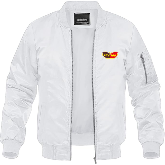 Men's Ore Ida Logo Lightweight Bomber Jacket Windbreaker Softshell Varsity Jacket Coat