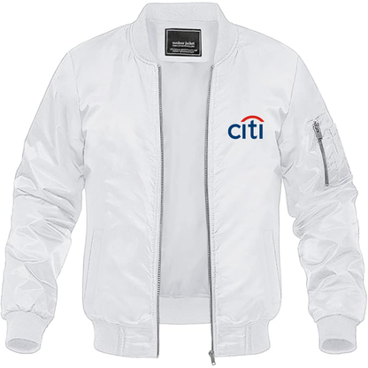 Men's Citi logo Lightweight Bomber Jacket Windbreaker Softshell Varsity Jacket Coat