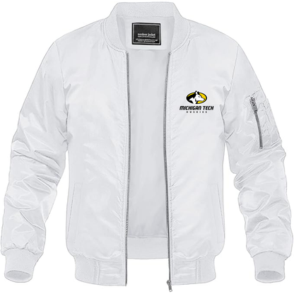 Men's Michigan Tech Huskies Logo Lightweight Bomber Jacket Windbreaker Softshell Varsity Jacket Coat