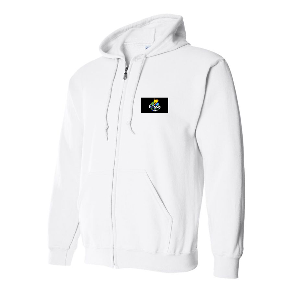 Men's Cartoon Pizza Logo Zipper Hoodie